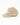Beige cap with white text on a white background